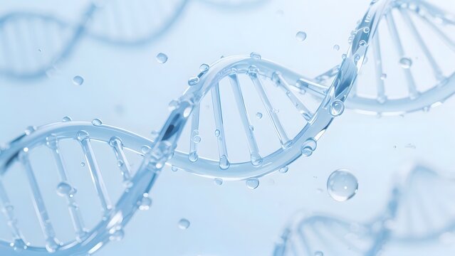 Transparent Blue 3D DNA Double Helix Structure – Genetics and Molecular Biology Concept

