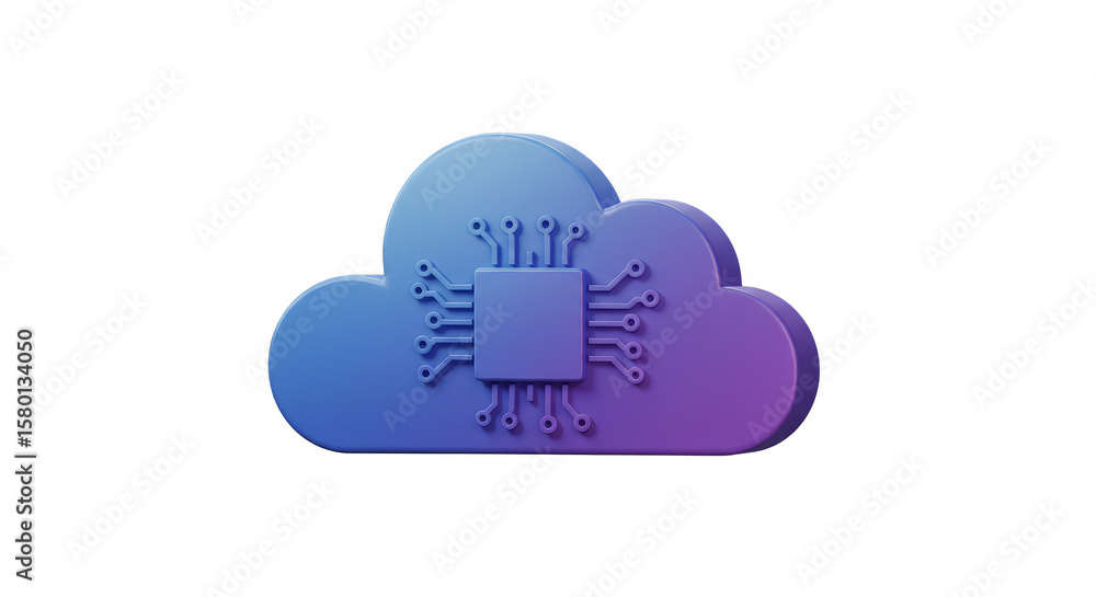 Poster 3d cloud computing technology icon data network transparent background