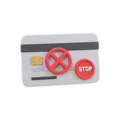 3D Credit Card Stop Symbol for Financial Security and Banking