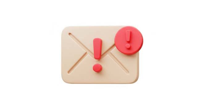 3d Email Alert Notification with Exclamation Point Transparent Icon