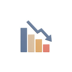 3d Falling Trend Graph Arrow in Business Finance Transparent PNG