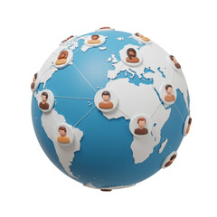 3D Global Network Connection People and World Illustration PNG