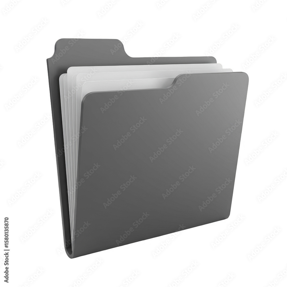 Poster 3d folder containing organized files with transparent background