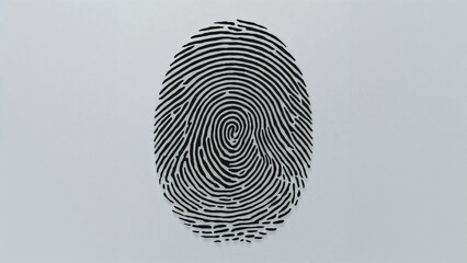 "Close-Up of 3D Fingerprint Pattern with Black Lines and Minimalist Background"