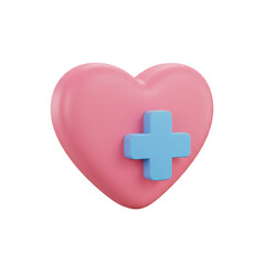 Obraz premium 3D Pink Heart with Blue Cross Isolated Transparent Background Image