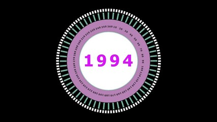 Abstract Circular Design with 1994 Text Digital Clock Face Concept Graphic Illustration