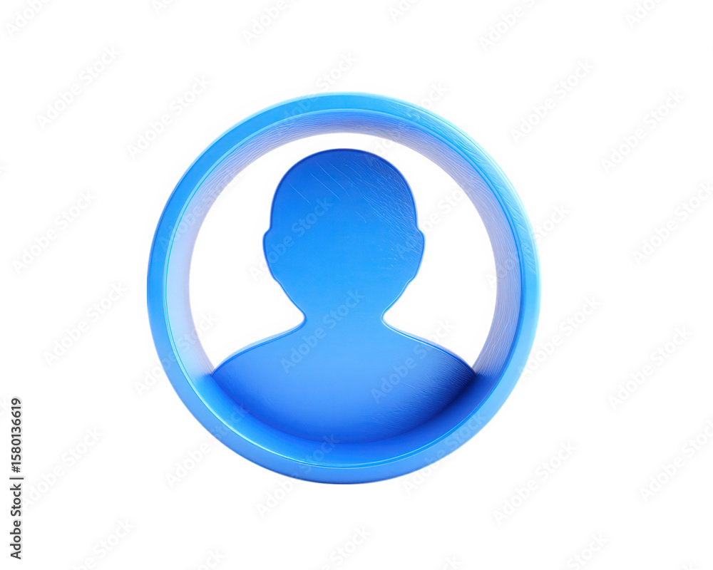 Aufkleber profile icon blue head silhouette circular frame digital avatar minimal design isolated on transpare