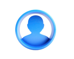 Profile icon blue head silhouette circular frame digital avatar minimal design isolated on transparent background modern style user interface element