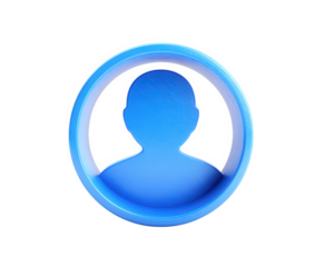 Profile icon blue head silhouette circular frame digital avatar minimal design isolated on transparent background modern style user interface element