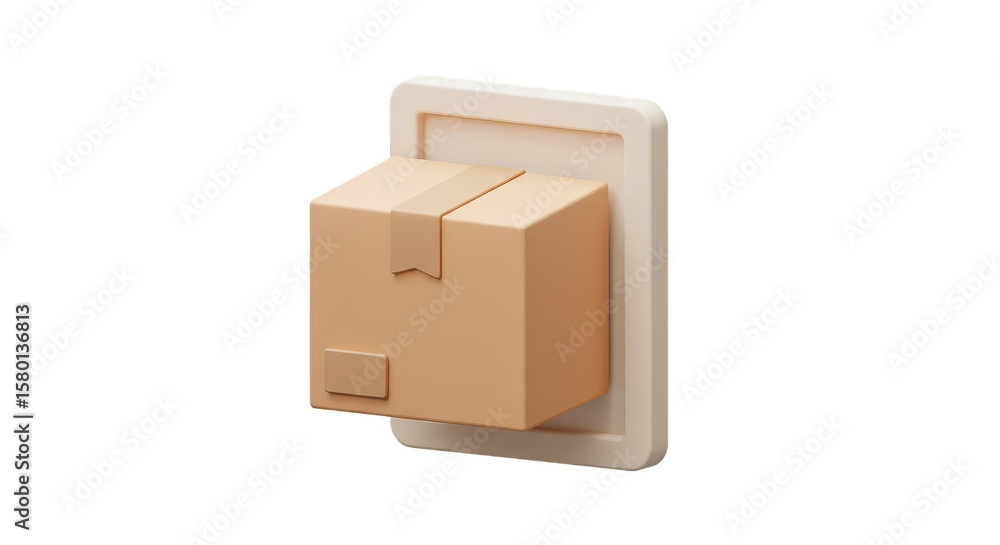 Poster 3d package delivery box online order shipping with transparent background