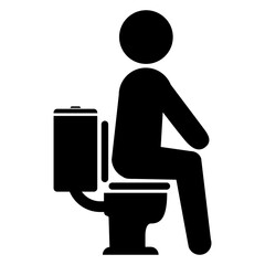 Icono silueta de hombre sentado en inodoro