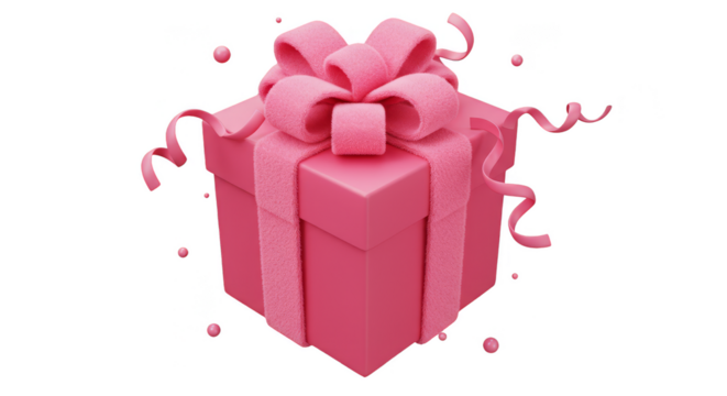 3d Pink Gift Box with Bow Render Celebration Present isolated