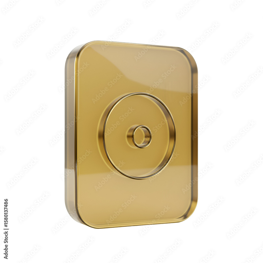 Poster 3d gold media player device isolated with transparent background
