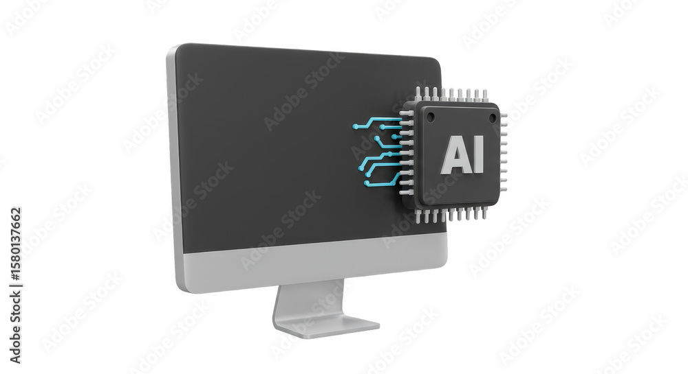 Poster 3d render ai computer technology digital innovation transparent background