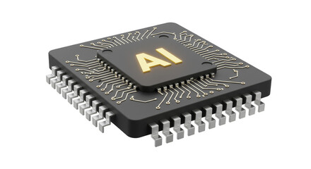 3d Render Ai Chip Microchip Technology Isolated Transparent Background