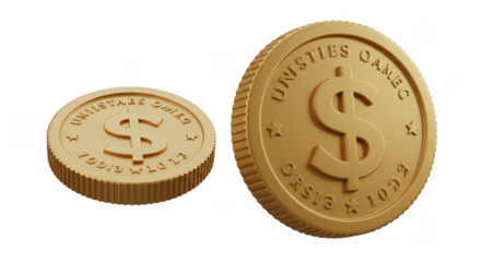 3d Gold Coin Dollar Symbol Investment Finance Transparent Background