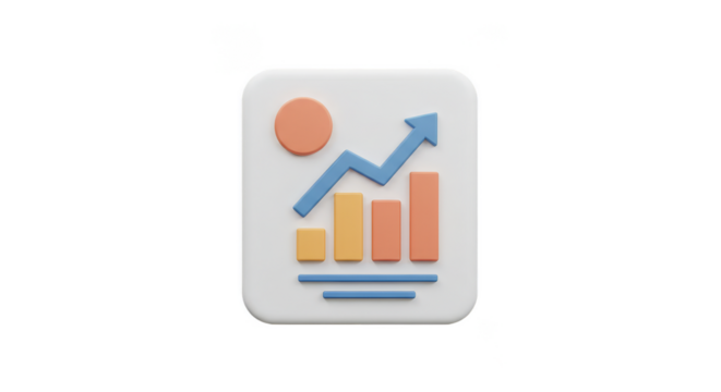 3D Illustration Financial Growth Chart Business Success Transparent Background