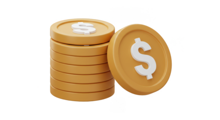 3D Golden Coins Illustration Symbolizing Money Dollar Currency