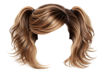 Illustration Blonde Wig Hairpiece in Pigtails Ponytails Hairstyle Fashion