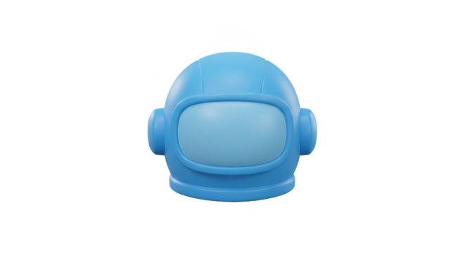3D Render Blue Astronaut Helmet Protective Space Gear Isolated