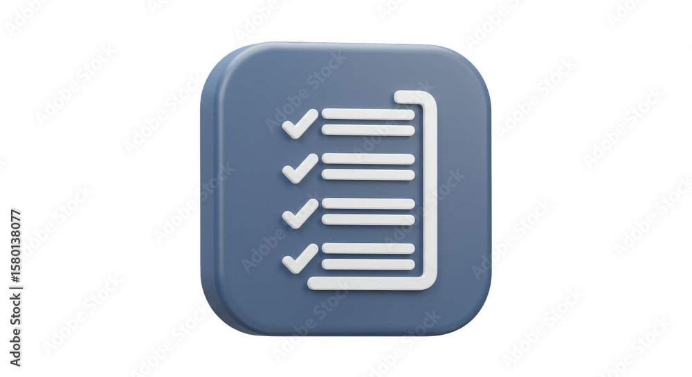 Poster 3d render checklist task list icon check mark with transparent bg