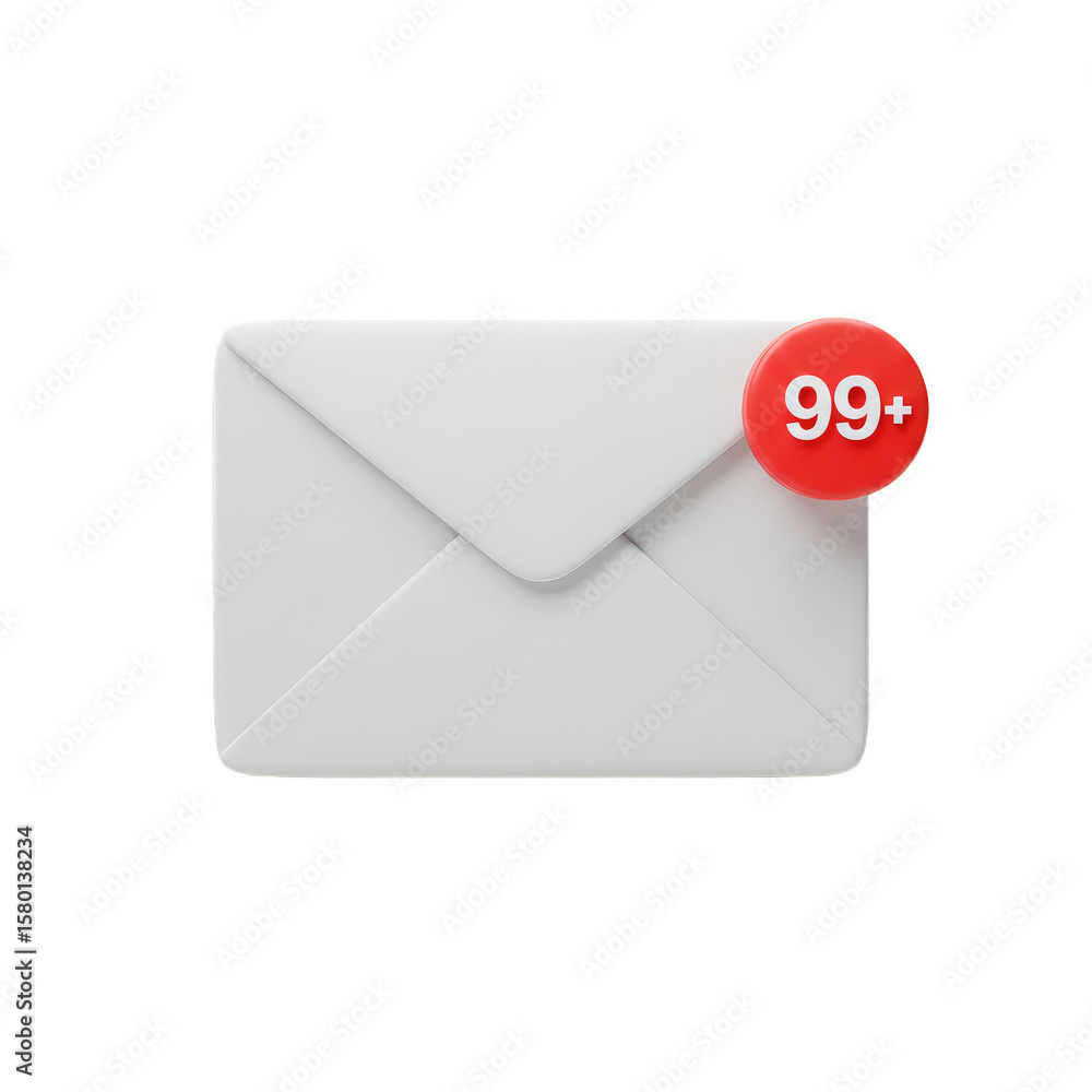 Aufkleber 3d render email message with 99 plus unread notification alert