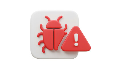 3D Render Bug Error Alert Triangle Sign Software Security Problem
