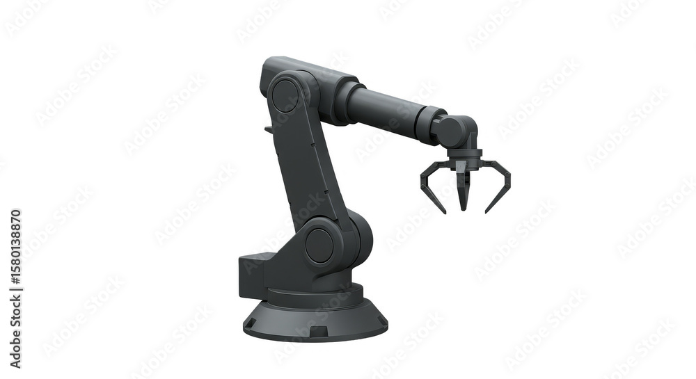 Poster 3d render industrial robot arm automation transparent background