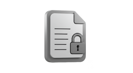 3D Illustration of Encryption Locked File with Secure Padlock Key