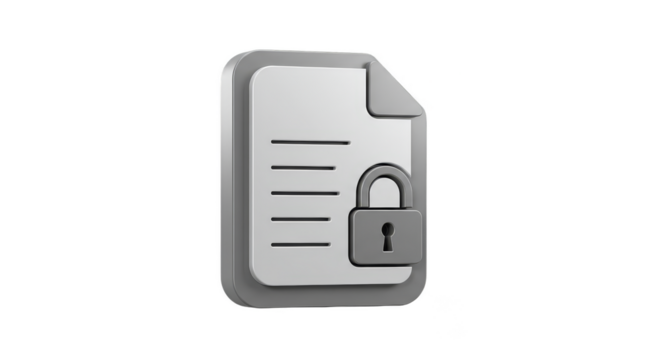 3D Illustration of Encryption Locked File with Secure Padlock Key