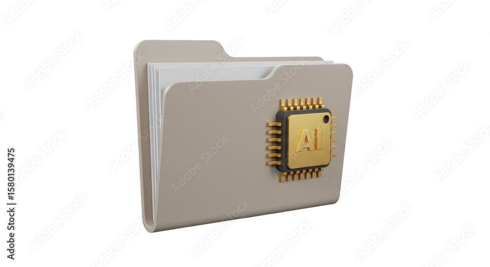 Poster 3d icon of ai data folder artificial intelligence and storage