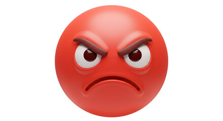 3d Illustration of Red Angry Emoji Face Showing Frustration and Irritation