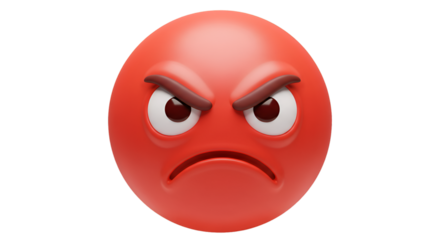 3d Illustration of Red Angry Emoji Face Showing Frustration and Irritation