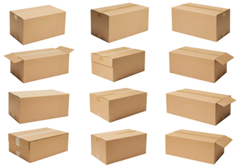 Illustration Brown Cardboard Boxes For Shipping Container Packaging