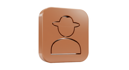 3d Icon of Anonymous Spy Person in Brown Transparent Background