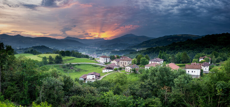 Sunrise from the Baztan Valley viewpoint (Navarra, Spain)