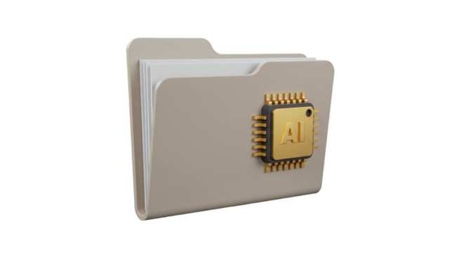 3D Icon of AI Data Folder Artificial Intelligence and Storage