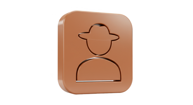 3d Icon of Anonymous Spy Person in Brown Transparent Background