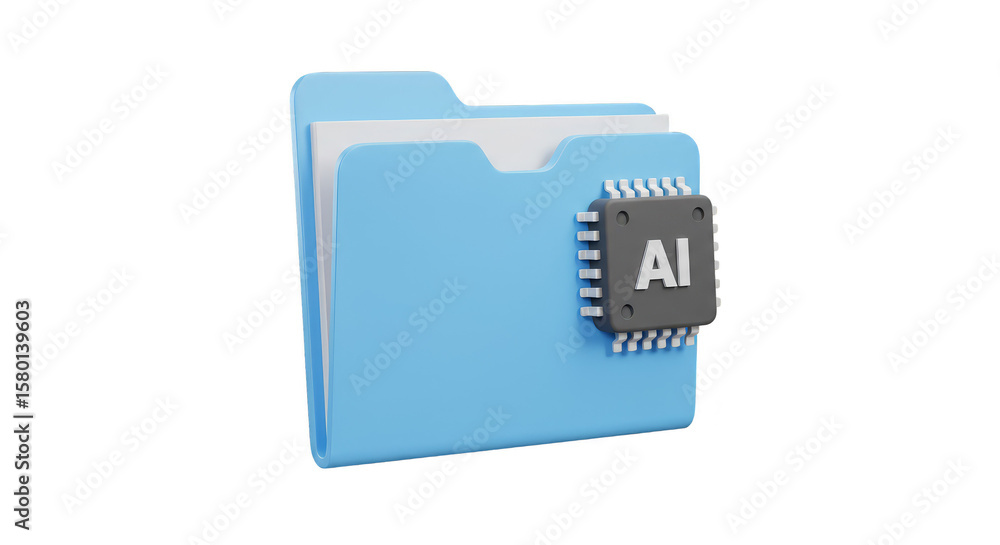 Poster 3d render folder artificial intelligence icon data technology