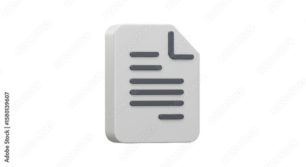 Poster 3d icon of paper document file agreement form render
