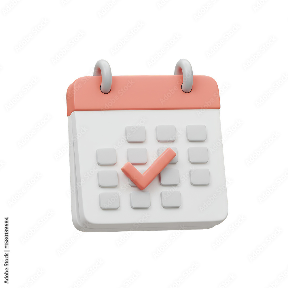 Poster 3d render of calendar planning schedule with transparent background
