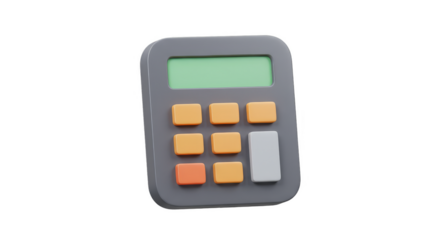 3D Render of Calculator Math Finance Accounting Tool Transparent