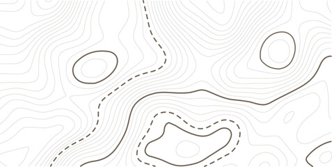 Stylized topographic contour height in lines and contours. The concept of conventional geography and route of the area. Wide size canvas. Black background. Vector illustration.