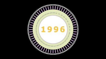 Animated 1996 Countdown Timer Circle Graphic for Retro Content Production Countdown Clock Design