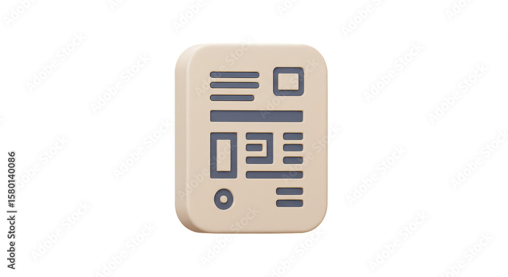 Poster 3d render of document with information isolated on transparent background