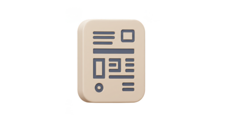 3D Render of Document with Information Isolated on Transparent Background