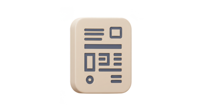 3D Render of Document with Information Isolated on Transparent Background