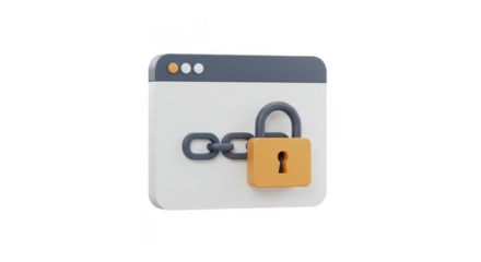 3D Illustration Security Lock Chain Browser Website Protection Privacy