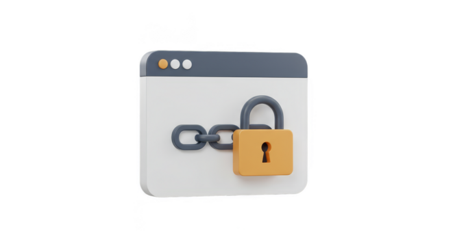 3D Illustration Security Lock Chain Browser Website Protection Privacy