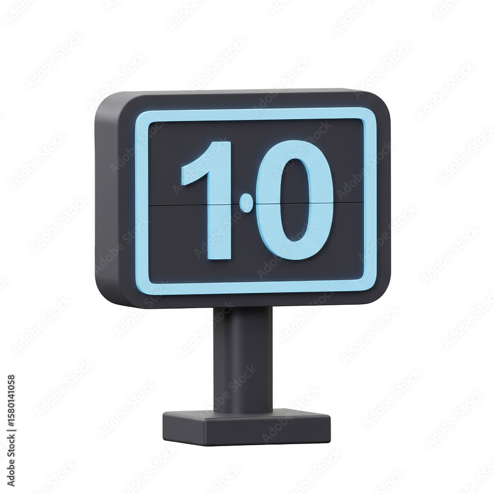 Poster 3d render number 10 countdown minimal signage isolated graphic